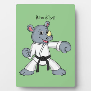 Cute cartoon rhino kung fu cartoon plaque