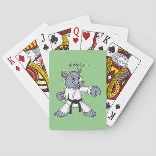Cute cartoon rhino kung fu cartoon playing cards