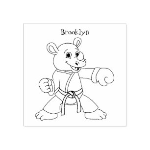 Cute cartoon rhino kung fu cartoon rubber stamp
