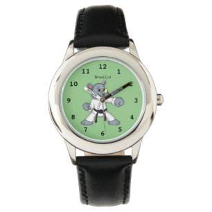 Cute cartoon rhino kung fu cartoon watch