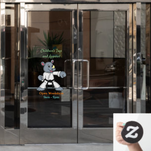 Cute cartoon rhino kung fu cartoon window cling
