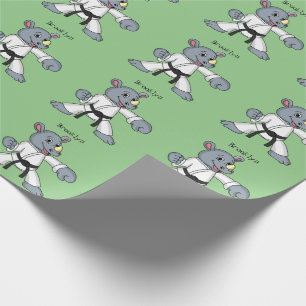 Cute cartoon rhino kung fu cartoon wrapping paper