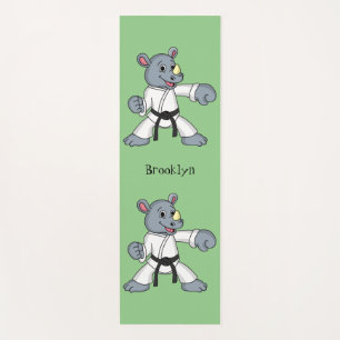 Cute cartoon rhino kung fu cartoon yoga mat