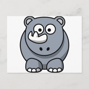 Cute Cartoon Rhino Postcard