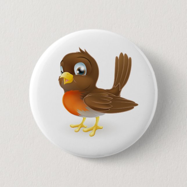 Cute cartoon Robin Illustration 6 Cm Round Badge (Front)