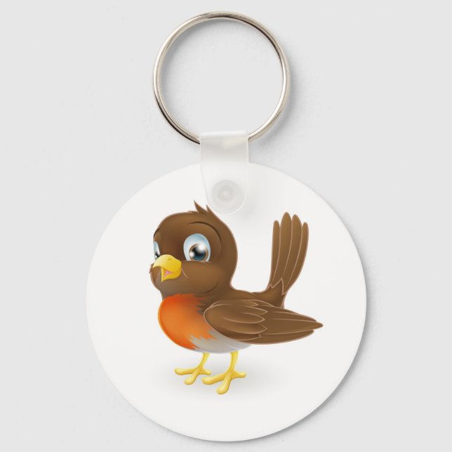 Cute cartoon Robin Illustration Key Ring (Front)