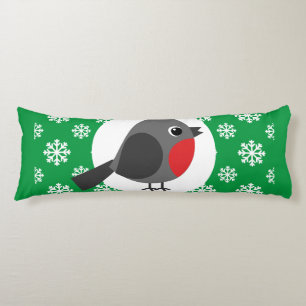 Cute Cartoon Robin with the Snowflakes Body Cushion