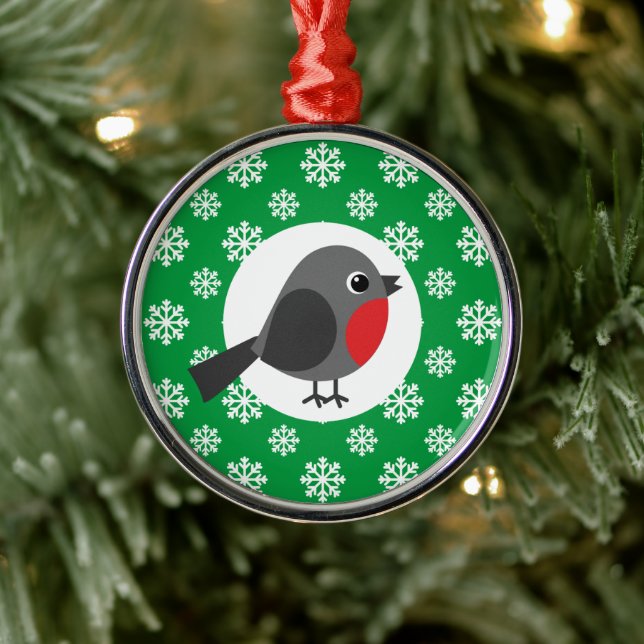 Cute Cartoon Robin with the Snowflakes Metal Tree Decoration (Tree)