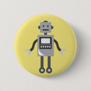 Cute Cartoon Robot 6 Cm Round Badge