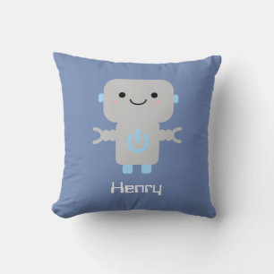Cute Cartoon Robot Blue Cushion