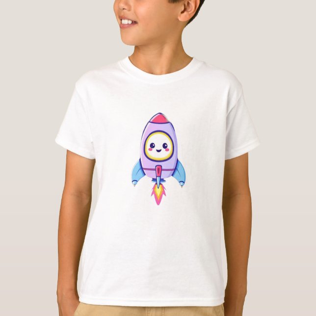 Cute Cartoon Rocket T-Shirt (Front)