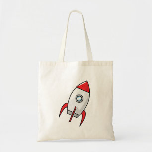 Cute cartoon rocket tote bag