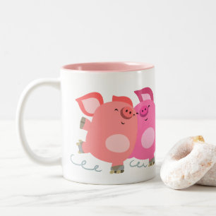 Cute Cartoon Roller-Skating Pigs Mug