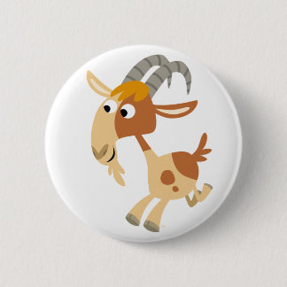 Cute Cartoon Running Goat Button Badge
