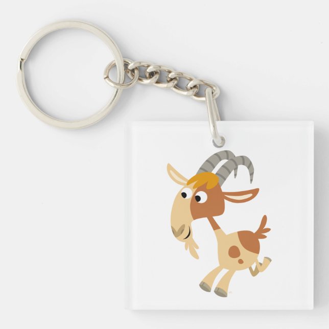Cute Cartoon Running Goat Keychain (Front)