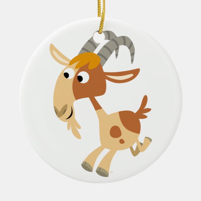 Cute Cartoon Running Goat Ornament (Front)
