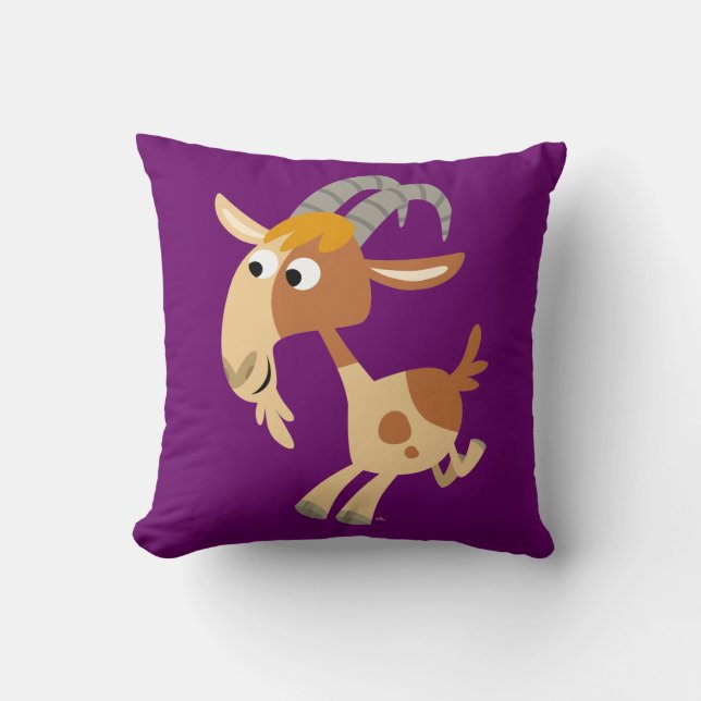 Cute Cartoon Running Goat Pillow (Front)