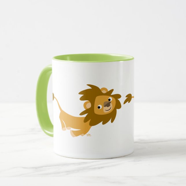 Cute Cartoon Running Lion Mug (Front Left)