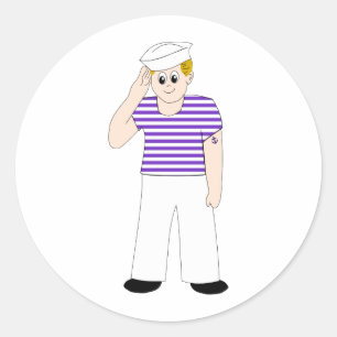 Cute Cartoon Sailor Classic Round Sticker
