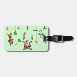 Cute cartoon Santa and friends Christmas Luggage Tag