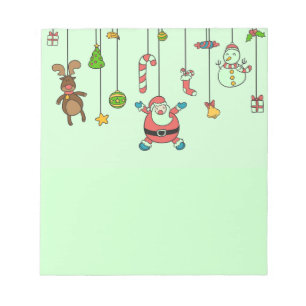 Cute cartoon Santa and friends Christmas Notepad