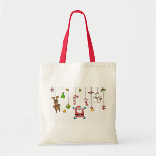 Cute cartoon Santa and friends Christmas Tote Bag