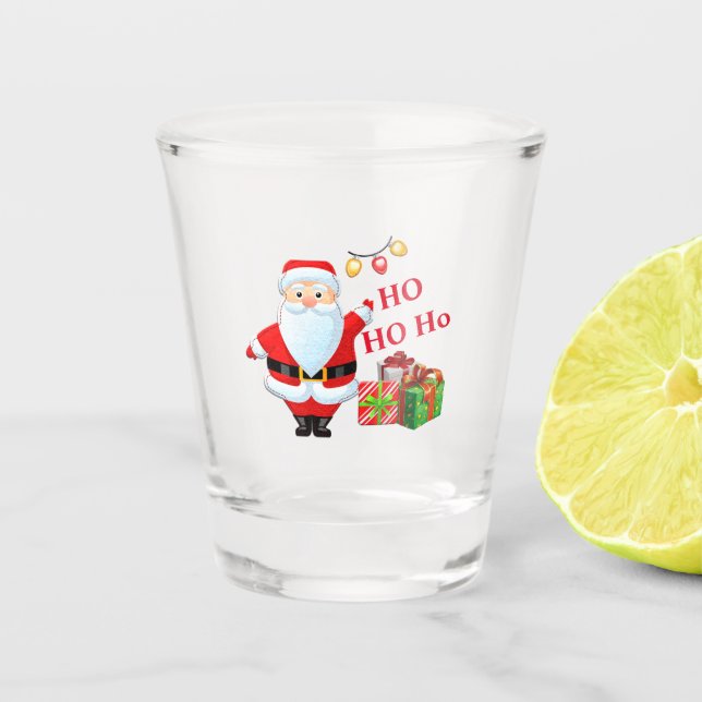 Cute Cartoon Santa Cause Christmas Shot Glass (Front)
