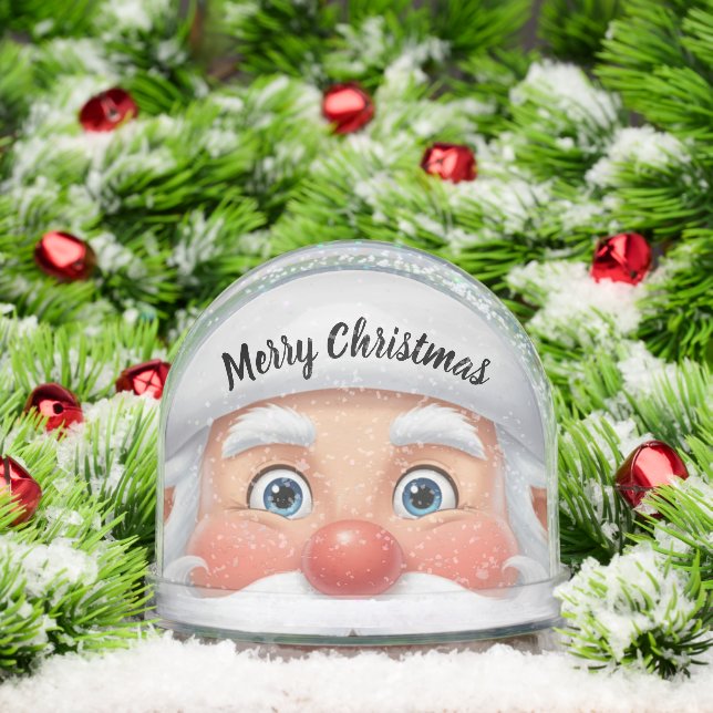 Cute cartoon Santa Claus face Christmas Snowglobe (Christmas)