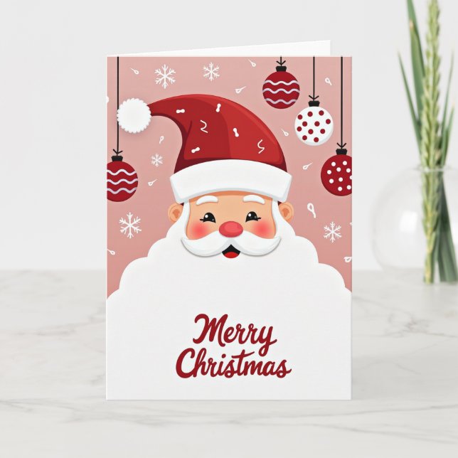 Cute Cartoon Santa Claus Face Merry Christmas Card (Front)