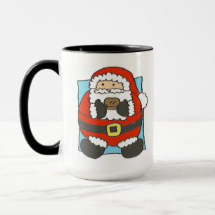 Cute Cartoon Santa Holding Mince Pie Mug