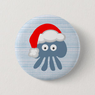 Cute Cartoon Santa Jellyfish 6 Cm Round Badge