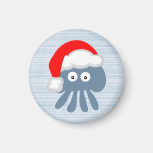 Cute Cartoon Santa Jellyfish Magnet