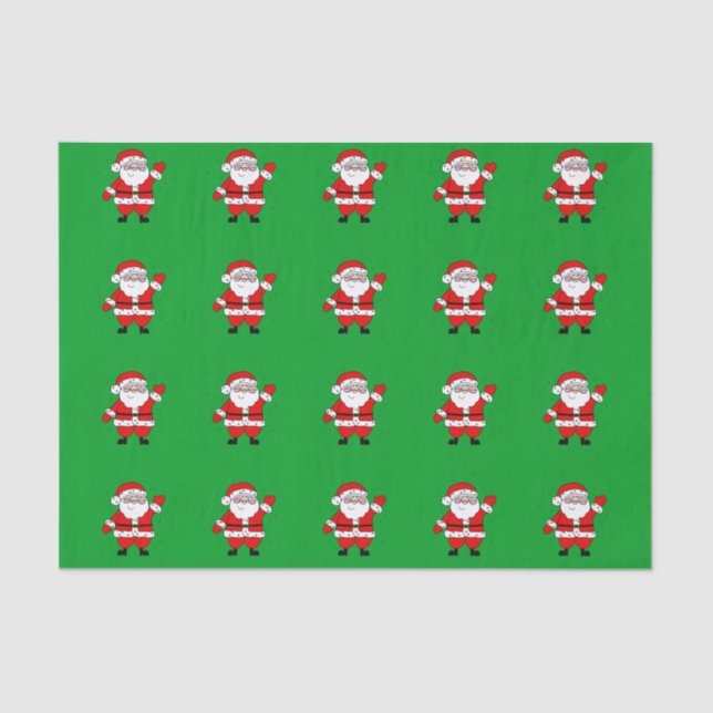 Cute Cartoon Santa Red Green Christmas Tissue Paper (Front)