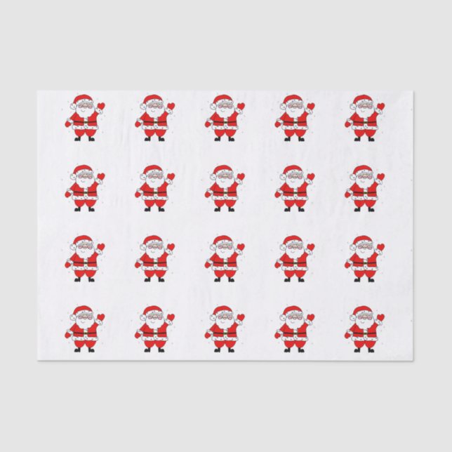 Cute Cartoon Santa Red White Christmas Tissue Paper (Front)