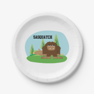 Cute Cartoon Sasquatch Paper Plate
