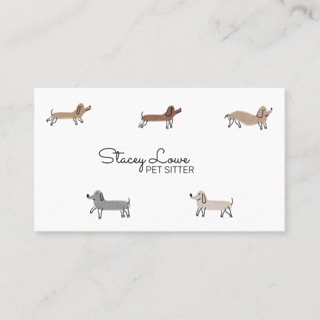 Cute Cartoon Sausage Dogs Pet Sitter | Dog Walker  Business Card (Front)
