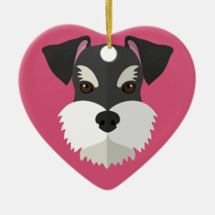 Cute Cartoon Schnauzer! Ceramic Tree Decoration