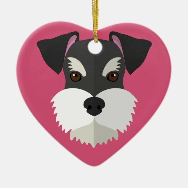Cute Cartoon Schnauzer! Ceramic Tree Decoration (Front)