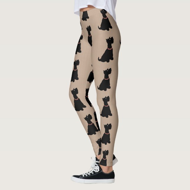 Cute Cartoon Scottie Dog Leggings (Left)