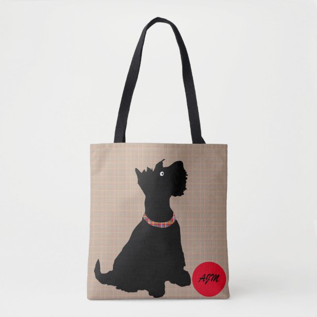 Cute Cartoon Scottie Dog with Red Ball Tote Bag (Front)