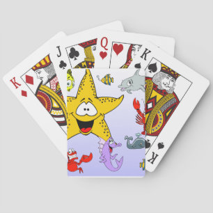 Cute Cartoon Sea Creatures Playing Cards
