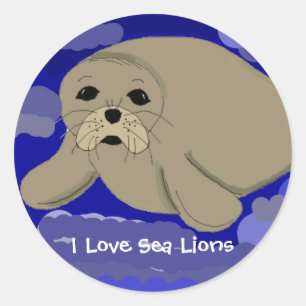 Cute Cartoon Sea Lion Classic Round Sticker