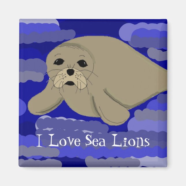 Cute Cartoon Sea Lion Magnet (Front)