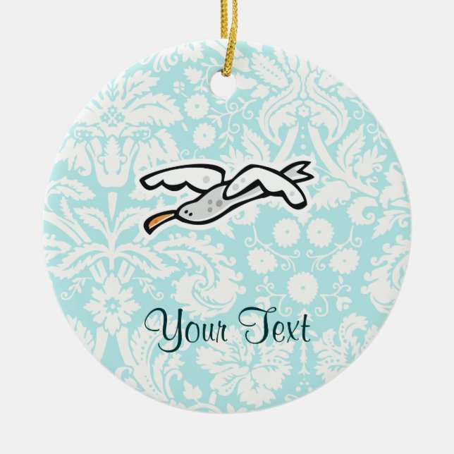 Cute Cartoon Seagull Ceramic Tree Decoration (Front)