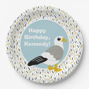 Cute Cartoon Seagull Personalised Paper Plate