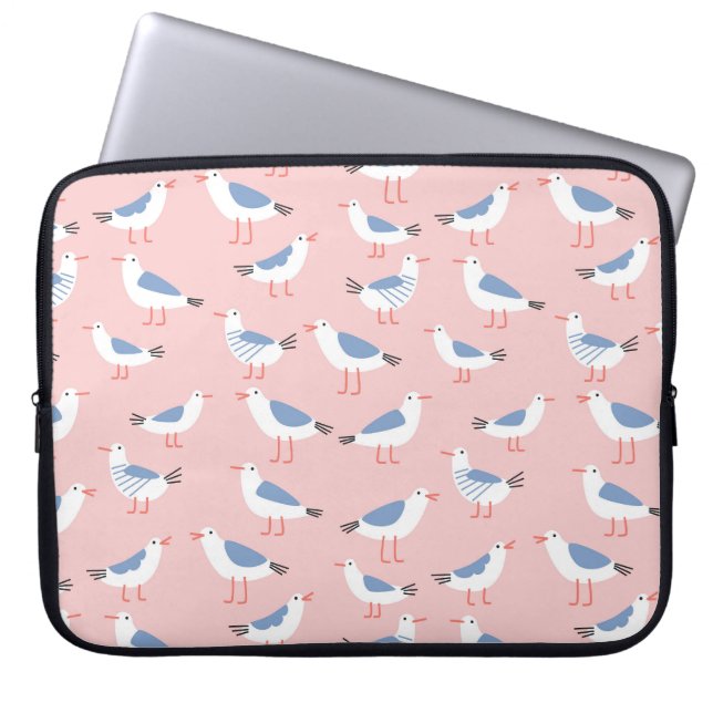 Cute Cartoon Seagulls Seamless Pattern Laptop Sleeve (Front)