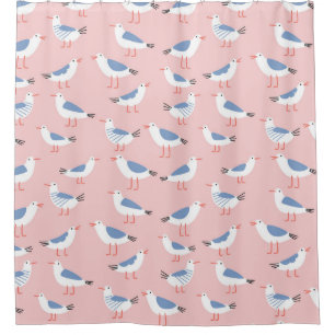 Cute Cartoon Seagulls Seamless Pattern Shower Curtain