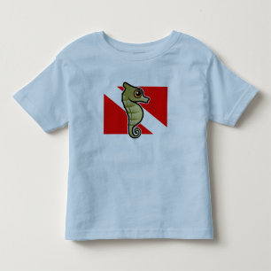 Cute Cartoon Seahorse Dive Flag Toddler T-Shirt