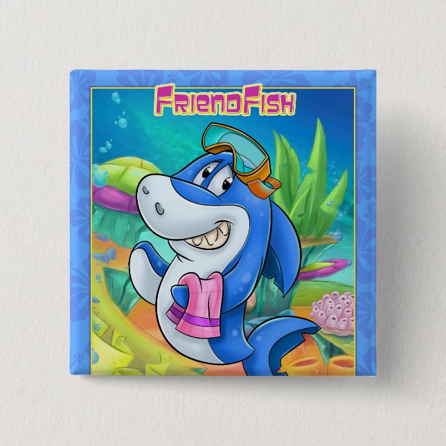 cute cartoon shark button (Front)