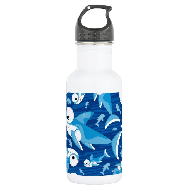 Cute Cartoon Shark Pattern 532 Ml Water Bottle (Front)